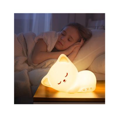 China Cute Bedside LED Cat Touch Night Light Colorful USB Charging Silicagel for sale