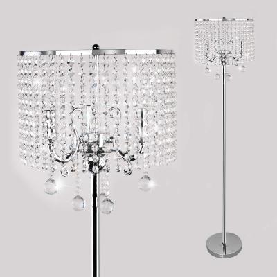 China Modern Crystal Standing Floor Lamp LED Lighting for Living Room Bedroom Elegant Decoration for sale