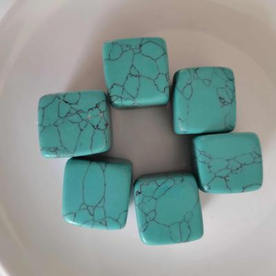 China 100%Natural Resin Cube Energy Optimization Turquoise Crystals Blue Healing Stones For Home Decoration 6pcs for sale