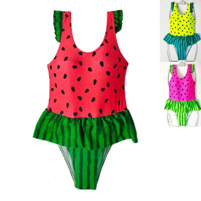 China Watermelon QUICK DRY Hot Pattern Hot Sale Girls Ruffle-Strap Swimwear Kids One-Piece Swimsuit for sale