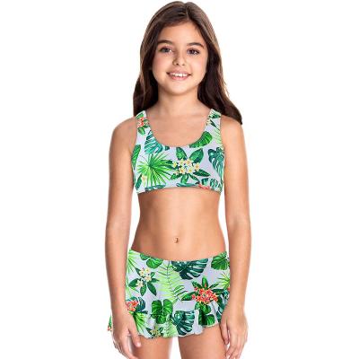 China Best Selling Breathable Kids Beachwear 3 Piece Kids Bikini Beachwear With Removable Yarn Skirt Protection Kids Swimwear for sale