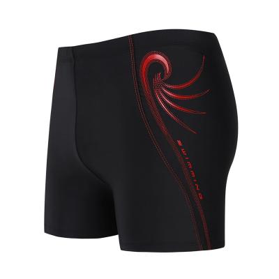 China Wholesale Breathable Straight Corner Adult Swimming Trunks Loose Relief Black Swimming Trunks for sale