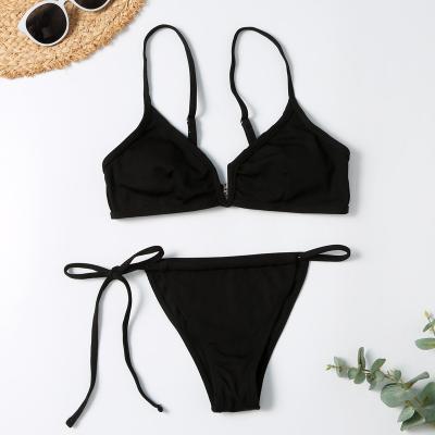 China Wholesale Breathable Classic Bikini For Girls Halter Lace Up Protective Removable Women Girls Sexy Hot Bikini for sale