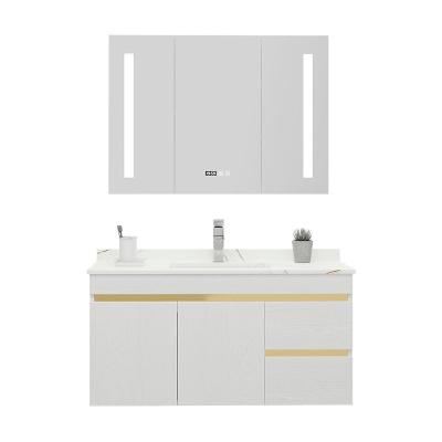 China Water Proof 2021 New Intelligent Mirror Solid Wooden Vanity Wall Mounted LED Bathroom Cabinet OEM Washroom Furniture Cabinet for sale