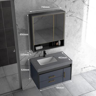 China Water Proof High End Chinese Wash Basin Waterproof Bathroom Cabinet Set Bathroom Marble Wall Hanging Aluminum Vanity With Mirror for sale