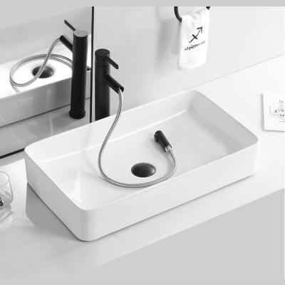 China Wholesale Modern Bathroom Product retangular above countertop ceramic vessel bathroom sink hand basin for sale