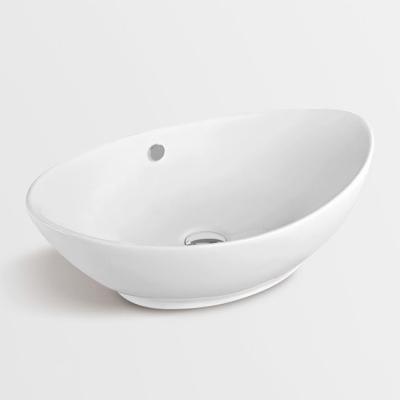 China Designer Art Modern High Quality Oval Shape Ceramic Countertop Hair Wash Table Top Hand Sink for sale