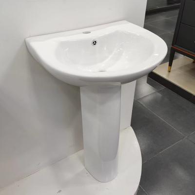 China Easy Clean Cheap Sanitary Ware Bathroom Chaozhou Ceramic Floor Standing Sink Hand Wash Pedestal Sink 2 Pieces for sale