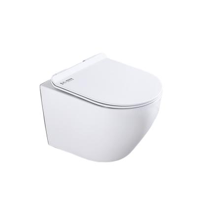 China Cistern Hidden Rimless Bathroom Wall Hung Ceramic Toilet Bowl Wall Mounted WC Suspended Wall Hung Toilet for sale