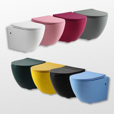 China Hidden Cistern Customization European Design Color Matte Wall Hung WC Bathroom Porcelain Factory Matte Black Wall Mounted Toilet for sale