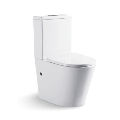 China Chaozhou WC 2 PC Wash Down Double-Flow Ceramic Western Rimless Bathroom Two-Piece Strap Toilet Bowl for sale