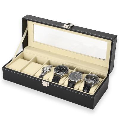 China Jewelry Store Hot Popular 6 Slot PU Leather Watch Box Low Cost for sale