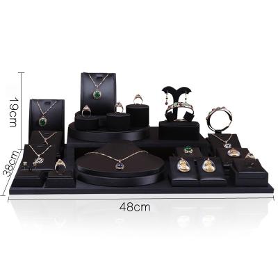 China Ring Stand Display Sets For Business Jewelry Store Suede Showcase Counter Velvet Counter Jewelry Display Wholesale Jewelry Display for sale