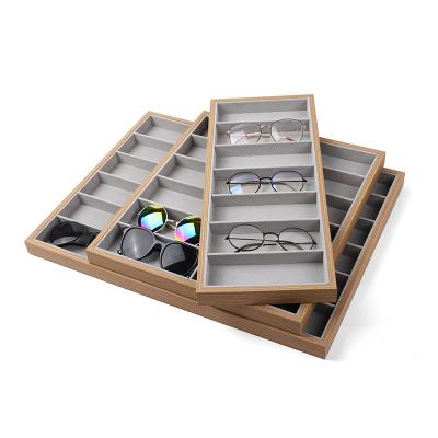 China Wooden 10 Slots Eyewear Eyewear Display Holder Box Eyewear Display Holder Wooden Sunglasses Tray for sale