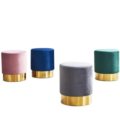 China Durable Retro Style Modern Portable Living Room Stool Gold Velvet Side Stool for sale