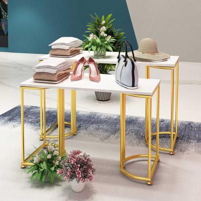 China Clothing \ shop furniture Metal Display Table clothing store display table color shoe \ boutique \ accessories gold factory outlets directly for sale