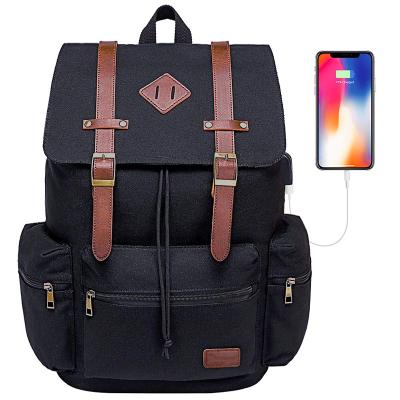 China With USB Vintage Ripstop Custom Backpack With Pockets Youth Denim For Girls Boy Student School Waterproof Canvas Rucksack for sale