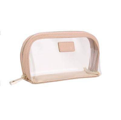 China Champagne Leather Pvc Travel Makeup Waterproof Clear Cosmetic Case Bag Transparent Cosmetic Bag for sale