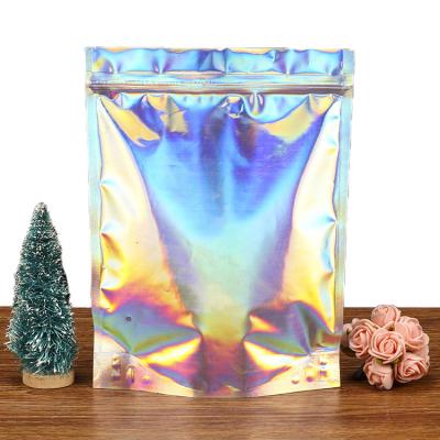 China Mini Transparent Holographic Resealable Smell Proof Custom Food Disposable Small Plastic Packaging Mylar Hologram Ziplock Bags for sale