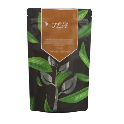 China Moisture Proof Stand Up Bag Custom Printed Glossy Aluminum Foil Zip Lock Mylar Tea Food Packaging Pouch With Window for sale