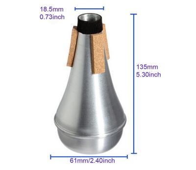 China Aluminum Alloy Hot Selling Direct Selling Wind Instrument Trumpet Silencer Musical Instrument Mute Silver 8*8*15cm for sale