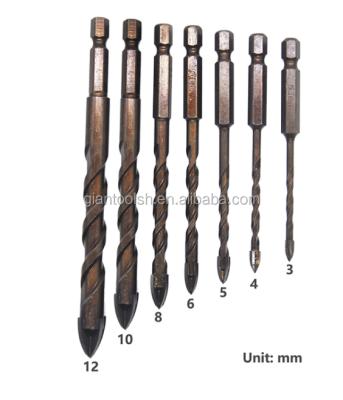 China Concrete Wood Steel Glass Tile Cross Aluminum Carbide Tilted Drill Bit With Quick Change Hex Shank For Drilling Hole On Tile Porcelain Glass Hex Shank Cross Carbide T for sale