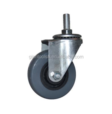 China Hotel 50mm Rack M10 M12 PU Caster Screw Gray Light Weight Plastic Wheel For Trolleys for sale