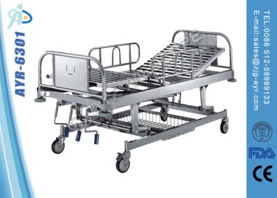 China Mobile Height Adjustable Stainless Steel Hospital Bed With Diagonal Brake for sale