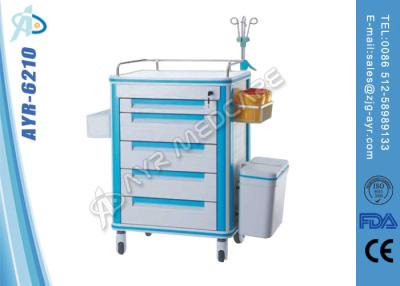 China Hospital ABS Emergency Medical Equipment Trolley With Central Drawer Lock for sale