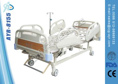 China Adjustable Powder Coating Manual Hospital Bed Double Functions Nursing Bed for sale