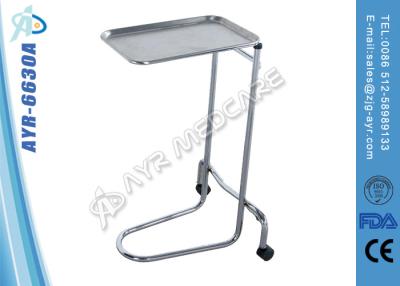 China Height Adjustable Stainless Steel Medical Mayo Trolley With Removable Tray for sale