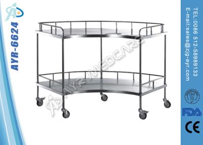 China Two Shelves Stainless Steel Fan Shaped Medical Instrument Trolley for sale