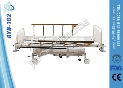 China Luxury Five Function Manual Hospital Bed Hydraulic Nursing Bed With Wheels for sale