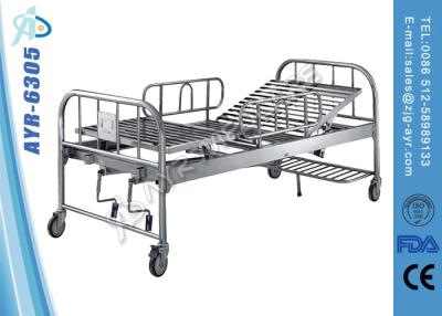 China SS Foot & Head Board Double Manual Crank Hospital Bed / Stainless steel Guardrail for sale