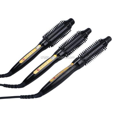 China Compact Display And Lcd Type Ceramic Rotating Plate Hair Straightening Brush for sale