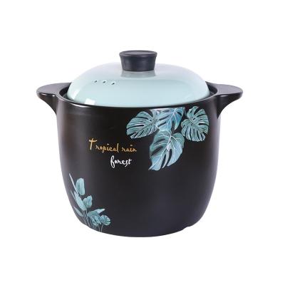 China Blue Flower Stocked Cooking Pots 8.5L Large Capacity Enamel Ceramic Casserole With Lid for sale