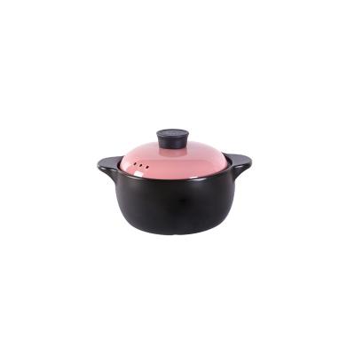 China Stocked Solid Style 1.2L Casserole Baby Milk Soup Simple Stew Pots With Pink Lid for sale