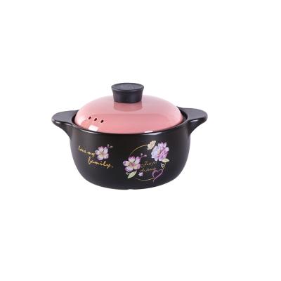 China 3.5L High Temperature Ceramic Soup Pot Double Ear Stocked Heat Resistant Pot For Kitchen for sale