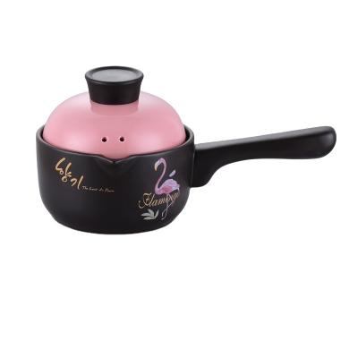 China High Temperature Heat Resistant Ceramic Stocked Kitchen Health Casserole Pot Soup Pot With Pink Lid for sale