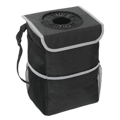 China Folding Waterproof Car Trash Can With Lid And Storage Pockets Trash Can Car for sale