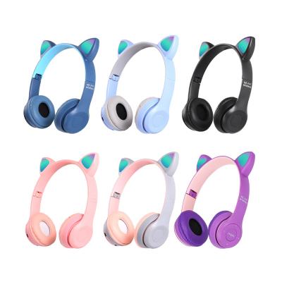 China 2021 Fashion Top Selling LED Cat Ear Earphone Shiny Cute Wireless Earphone for sale