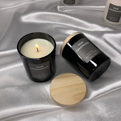 China Custom High Quality Luxury Empty Container Matte Black Glass Candle Jar Home Decoration With Lid For Candle Making Decorate for sale