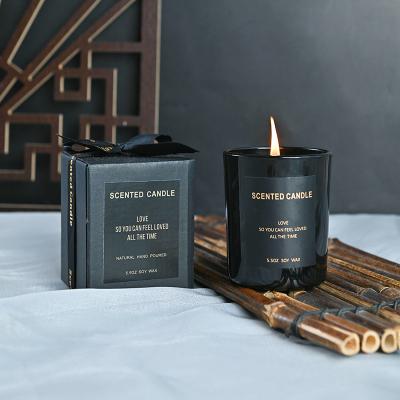 China Luxury empty home decoration blackcandle matte jar empty with box 4oz 8oz 10oz 12oz 14oz black candle jar with lid and gift box packaging for sale