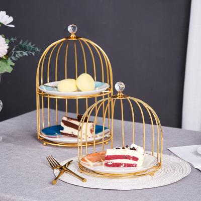 China Viable European Birdcage Cake Stand Cake Decoration Wedding Candy Rack Display Stand Cake Stand Set for sale