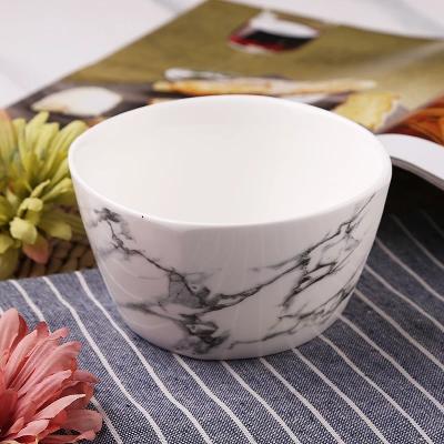 China Nordic Marble Style 4.5Inch Sustainable Ceramic Bowl Soup Bowls Salad Fruit Noodle Bowls Tableware for sale