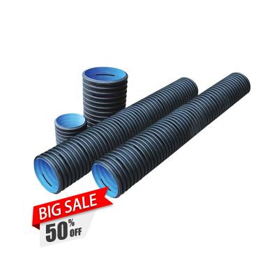 China Environmental Protection Manufacturer Green Sn 8 HDPE Double Black Wall Corrugated Pipe PE Sewerage System HDPE Tube Plastic Corrugate Pipe for sale