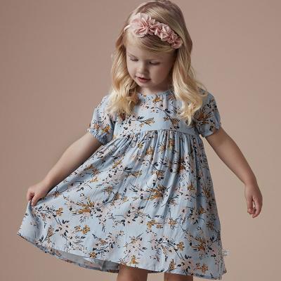 China Newest designs good quality breathable kids clothes wholesale blue flower dobby baby clothes kids for sale