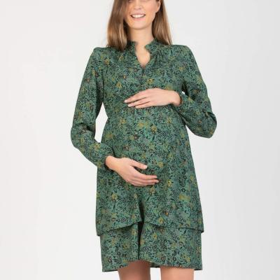 China New Next Autumn Best Price Antibacterial Workmanship Tiered Floral Maternity Dress Fast Delivery Long Sleeve for sale