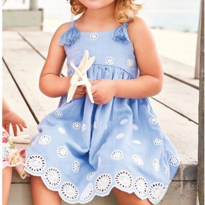 China Newest Designs Summer Breathable Good Quality Wholesale Kids Private Label Blue Dresses For Little Girls for sale