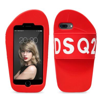 China 2018 New Unique Design 3D Slipper Soft Silicone Case Phone Cover For iPhone for sale